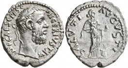 Pescennius Niger, 193-194. Denarius (Silver, 19 mm, 2.85 g, 12 h), Antiochia. IMP CAES C PESC NIGER IVST AVG Laureate head of Pescennius Niger to righ...