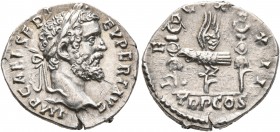 Septimius Severus, 193-211. Denarius (Silver, 19 mm, 3.17 g, 12 h), Rome, 193. IMP CAE L SEP SEV PERT AVG Laureate head of Septimius Severus to right....