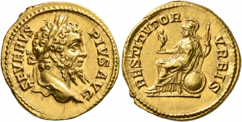 Septimius Severus, 193-211. Aureus (Gold, 20 mm, 7.09 g, 6 h), Rome, 206-early 2...