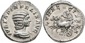 Julia Domna, Augusta, 193-217. Denarius (Silver, 19 mm, 3.32 g, 12 h), Rome, 215. IVLIA PIA FELIX AVG Draped bust of Julia Domna to right. Rev. LVNA L...
