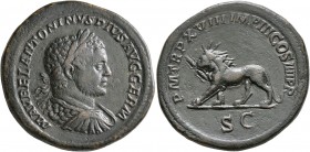 Caracalla, 198-217. Sestertius (Orichalcum, 34 mm, 25.37 g, 1 h), Rome, 215. M AVREL ANTONINVS PIVS AVG GERM Laureate and cuirassed bust of Caracalla ...