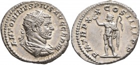 Caracalla, 198-217. Antoninianus (Silver, 23 mm, 5.29 g, 7 h), Rome, 217. ANTONINVS PIVS AVG GERM Radiate, draped and cuirassed bust of Caracalla to r...