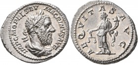 Macrinus, 217-218. Denarius (Silver, 21 mm, 4.65 g, 12 h), Rome, March-June 218. IMP C M OPEL SEV MACRINVS AVG Laureate and draped bust of Macrinus to...