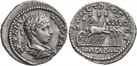 Elagabalus, 218-222. Denarius (Silver, 19 mm, 3.16 g, 7 h), uncertain mint in the East, 219. IMP ANTONINVS AVG Laureate, draped and cuirassed bust of ...