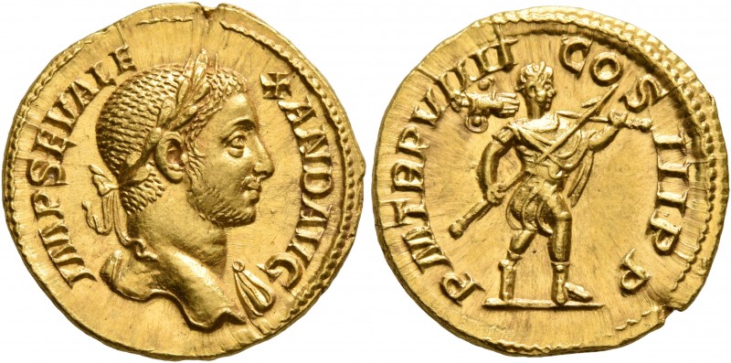 Severus Alexander, 222-235. Aureus (Gold, 20 mm, 5.87 g, 7 h), Rome, 230. IMP SE...