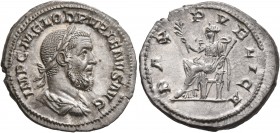 Pupienus, 238. Denarius (Silver, 21 mm, 3.20 g, 5 h), Rome, circa April-June 238. IMP C M CLOD PVPIENVS AVG Laureate, draped and cuirassed bust of Pup...