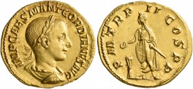 Gordian III, 238-244. Aureus (Gold, 20 mm, 4.89 g, 6 h), Rome, 239. IMP CAES M ANT GORDIANVS AVG Laureate, draped and cuirassed bust of Gordian III to...
