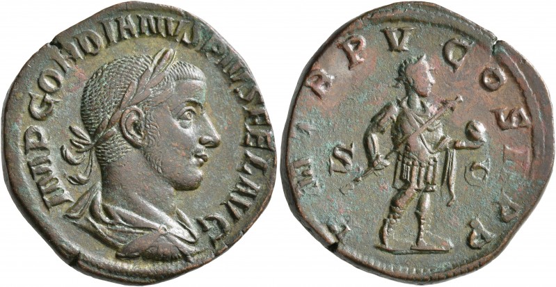 Gordian III, 238-244. Sestertius (Orichalcum, 29 mm, 17.41 g, 1 h), Rome, 242-24...