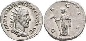 Trajan Decius, 249-251. Antoninianus (Silver, 22 mm, 4.07 g, 1 h), Rome, 249. IMP TRAIANVS DECIVS AVG Radiate, draped and cuirassed bust of Trajan Dec...