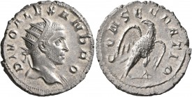 Trajan Decius, 249-251. Antoninianus (Silver, 23 mm, 3.78 g, 1 h), commemorative issue for Divus Severus Alexander (died 235), Rome, 250-251. DIVO ALE...