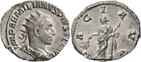 Aemilian, 253. Antoninianus (Silver, 21 mm, 3.68 g, 7 h), Rome. IMP AEMILIANVS PIVS FEL AVG Radiate, draped and cuirassed bust of Aemilian to right, s...