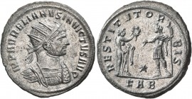 Aurelian, 270-275. Antoninianus (Silvered bronze, 24 mm, 4.45 g, 1 h), Serdica, November 274-September 275. IMP AVRELIANVS INVICTVS AVG Radiate and cu...