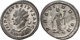 Tacitus, 275-276. Antoninianus (Silvered bronze, 23 mm, 4.05 g, 6 h), Lugdunum, November-December 275. IMP C CL TACITVS AVG Radiate, draped and cuiras...