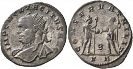 Tacitus, 275-276. Antoninianus (Silvered bronze, 22 mm, 2.75 g, 11 h), Serdica, early 276. IMP C M CL TACITVS AVG Radiate head of Tacitus to left, wit...