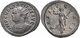 Tacitus, 275-276. Antoninianus (Silvered bronze, 23 mm, 3.93 g, 11 h), Ticinum, early-June 276. IMP C M CL TACITVS AVG Radiate and cuirassed bust of T...