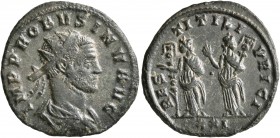 Probus, 276-282. Antoninianus (Bronze, 22 mm, 3.25 g, 12 h), Siscia, 277. IMP PROBVS INV AVG Radiate, draped and cuirassed bust of Probus to right, se...