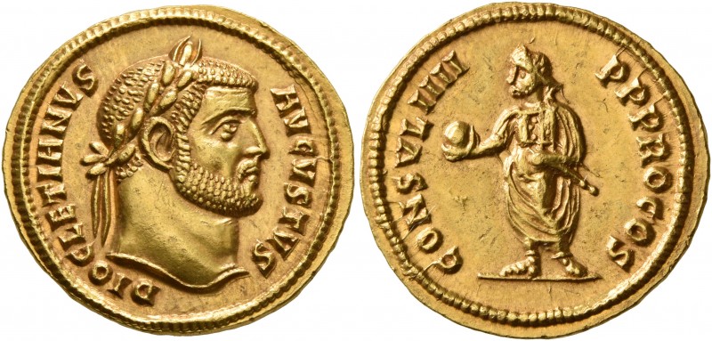 Diocletian, 284-305. Aureus (Gold, 20 mm, 5.34 g, 12 h), Cyzicus, 290. DIOCLETIA...