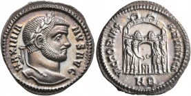 Maximianus, first reign, 286-305. Argenteus (Silver, 18 mm, 2.92 g, 6 h), Heraclea, 295. MAXIMIANVS AVG Laureate head of Maximianus to right. Rev. VIC...