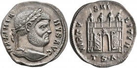 Maximianus, first reign, 286-305. Argenteus (Silver, 19 mm, 3.32 g, 12 h), Thessalonica, 302. MAXIMIANVS AVG Laureate head of Maximianus to right. Rev...