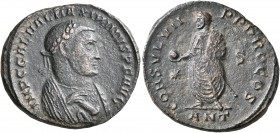 Maximinus II, 310-313. Follis (Bronze, 24 mm, 5.92 g, 10 h), Antiochia, circa 310. IMP C GAL VAL MAXIMINVS P F AVG Laureate bust of Maximinus II to le...