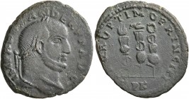 Alexander of Carthage, usurper, 308-310. Follis (Bronze, 22 mm, 5.28 g, 6 h), Carthage, spring-summer 310. IMP ALEXANDER P F AVG Laureate head of Alex...