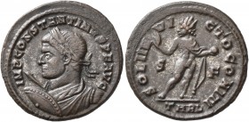 Constantine I, 307/310-337. Follis (Bronze, 20 mm, 4.07 g, 1 h), Arelate, 315-316. IMP CONSTANTINVS P F AVG Laureate, draped and cuirassed bust of Con...