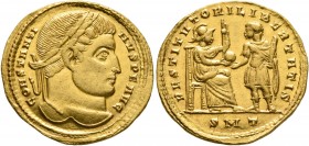 Constantine I, 307/310-337. Solidus (Gold, 20 mm, 4.32 g, 12 h), Ticinum, autumn 315. CONSTANTI-NVS P F AVG Laureate head of Constantine I to right. R...