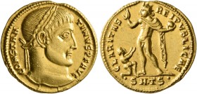 Constantine I, 307/310-337. Solidus (Gold, 19 mm, 4.70 g, 1 h), Thessalonica, 317. CONSTAN-TINVS P F AVG Laureate head of Constantine I to right. Rev....