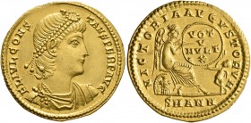 Constans, 337-350. Solidus (Gold, 22 mm, 4.44 g, 12 h), Antiochia, 338/9. FL IVL CONS-TANS PERP AVG Pearl-diademed, draped and cuirassed bust of Const...