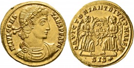 Constans, 337-350. Solidus (Gold, 21 mm, 4.50 g, 7 h), Siscia, 342/3. FL IVL CONS-TANS P F AVG Laurel-and-rosette-diademed, draped and cuirassed bust ...