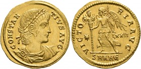Constantius II, 337-361. Solidus (Gold, 23 mm, 4.51 g, 6 h), Antiochia, 337-347. CONSTAN-TIVS AVG Laureate, draped and cuirassed bust of Constantius I...
