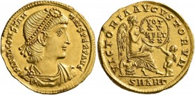 Constantius II, 337-361. Solidus (Gold, 22 mm, 4.47 g, 6 h), Antiochia, 338/9. FL IVL CONSTAN-TIVS PERP AVG Pearl-diademed, draped and cuirassed bust ...