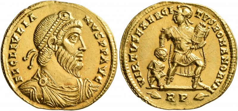 Julian II, 360-363. Solidus (Gold, 21 mm, 4.43 g, 6 h), Rome, 361-363. FL CL IVL...