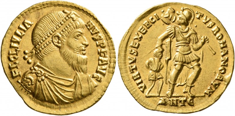 Julian II, 360-363. Solidus (Gold, 22 mm, 4.44 g, 10 h), Antiochia, 361-363. FL ...