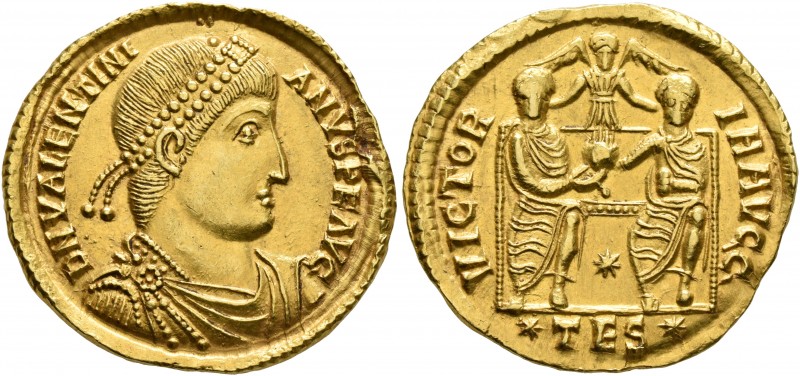 Valentinian I, 364-375. Solidus (Gold, 22 mm, 4.40 g, 6 h), Thessalonica, 364. D...