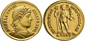Valentinian I, 364-375. Solidus (Gold, 22 mm, 4.46 g, 6 h), Constantinopolis, August 367. D N VALENTINI-ANVS P F AVG Laurel-and-rosette-diademed, drap...