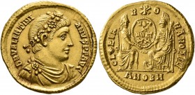Valentinian I, 364-375. Solidus (Gold, 21 mm, 4.49 g, 1 h), Antiochia, 372. D N VALENTINI-ANVS P F AVG Laurel-and-rosette-diademed, draped and cuirass...