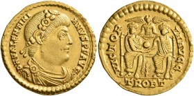 Valentinian I, 364-375. Solidus (Gold, 20 mm, 4.43 g, 7 h), Treveri, mid 373-April 375. D N VALENTINI-ANVS P F AVG Laurel-and-rosette-diademed, draped...