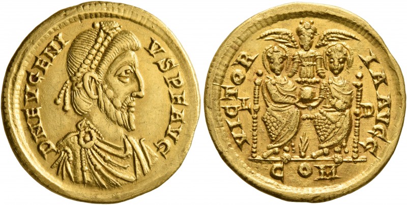 Eugenius, 392-394. Solidus (Gold, 21 mm, 4.46 g, 7 h), Lugdunum, 22 August 392-S...