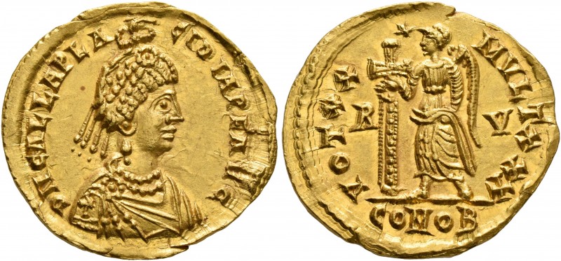 Galla Placidia, Augusta, 421-450. Solidus (Gold, 22 mm, 4.42 g, 7 h), Ravenna, 4...