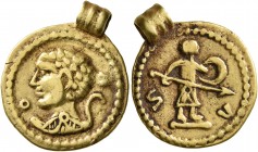 UNCERTAIN GERMANIC TRIBES, Pseudo-Imperial coinage. Late 3rd-early 4th centuries. 'Quinarius' (Gold, 16 mm, 2.81 g, 1 h), 'Derived Gordian Group C'. O...