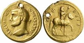 UNCERTAIN GERMANIC TRIBES, Pseudo-Imperial coinage. Late 3rd-early 4th centuries. 'Aureus' (Subaeratus, 22 mm, 6.32 g, 2 h), 'Tetrarchic Adventus Grou...