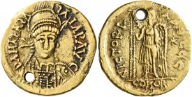UNCERTAIN GERMANIC TRIBES, Pseudo-Imperial coinage. Late 5th-mid 6th century. Solidus (Gold, 20 mm, 4.19 g, 5 h), 'Solidi Group'. D ΛИΛSΛSΛ-IΛIΛ P ΛVC...