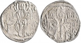 John V Palaeologus, with Anna of Savoy (Regent), 1341-1347. Basilikon (Silver, 20 mm, 0.86 g, 6 h), light series. Constantinopolis, circa 1344-1345. I...
