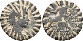 Circa 4th-6th centuries. Weight of 1 Nomisma (Bronze, 21 mm, 4.39 g, 7 h), a serrated coin weight for a solidus made from a diassarion of Geta from Si...