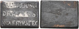 Theodosius II, 402-450, and Valentinian III, 425-455, with Fl. Olbius Auxentius Draucus, praefectus urbi. 'Tessera Monumenti' (Bronze, 18x13 mm, 4.32 ...