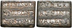 Leo I, 457-474, and Anthemius, 467-472, with Publius Rufinus Valerius. 'Tessera Monumenti' (Bronze, 14x18 mm, 3.99 g, 6 h), Rome, 467-472. SALVIS DD /...