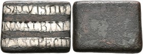 Albinus, 484 (?). 'Tessera Monumenti' (Bronze, 13x17 mm, 4.15 g), Rome. SALVIS DD / NN ALBIN/VS S C FECIT in three lines; all inlaid in silver. Rev. B...