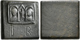 Late 4th-early 5th centuries. Weight of 12 Scripula or 12 Grammata (Bronze, 19x19 mm, 12.83 g), a uniface square coin or commercial weight with plain ...