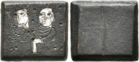 Late 4th to early 5th centuries. Weight of 3 Scripula or 3 Grammata (Orichalcum, 12x13 mm, 3.30 g), a uniface square coin or commercial weight with bi...